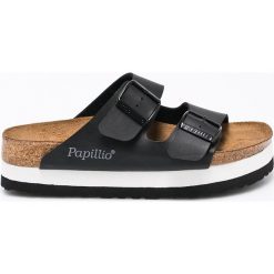 Papillio - Klapki. Czarne klapki damskie Papillio, bez wzorów, ze skóry, bez obcasa. Za 299,90 zł.