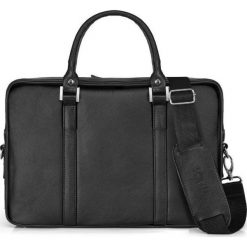 Skórzana torba na laptop Solier SL25 czarna - Czarny. Czarne torby męskie skórzane Solier, ze skóry. Za 579,99 zł.