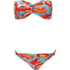 Biustonosz bikini "African Tulip" w kolorze turkusowym ze wzorem. Niebieskie biustonosze PHAX, z materiału. W wyprzedaży za 130,95 zł.