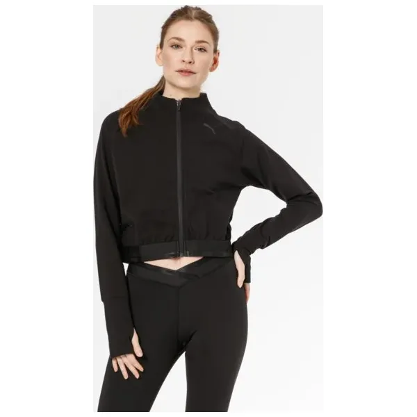 Puma Bluza Soft Sports , czarny, rozmiar M. Czarne bluzy damskie Puma, s, bez wzorów, z bawełny, z krótkim rękawem, krótkie, bez kaptura. W wyprzedaży za 159,99 zł.