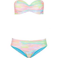 Bikini z biustonoszem balkonetką na fiszbinach (2 części) bonprix zielono-różowy z nadrukiem. Zielone stroje kąpielowe damskie bonprix, z nadrukiem. Za 109,99 zł.