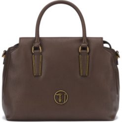 Trussardi Jeans Rabarbaro Torebka Brązowy. Pomarańczowe torebki klasyczne damskie Trussardi Jeans, w paski, z jeansu, bez dodatków. Za 697,95 zł.