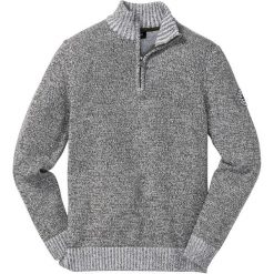 Sweter ze stójką bonprix ciemnooliwkowo-biały melanż. Zielone swetry męskie bonprix, xl, z aplikacjami, z dzianiny, ze stójką, bez kaptura. Za 74,99 zł.