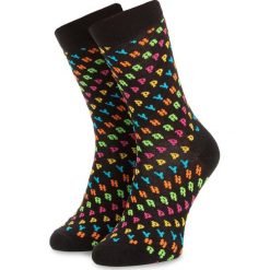 Skarpety Wysokie Unisex HAPPY SOCKS - HAP01-9300 Czarny Kolorowy. Czarne skarpetki damskie Happy Socks, bez wzorów, z elastanu. Za 39,90 zł.