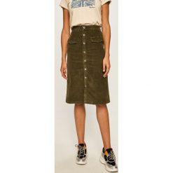 Pepe Jeans - Spódnica Selena. Zielone spódniczki damskie Pepe Jeans, na co dzień, s, bez wzorów, z elastanu, casualowe, midi, rozkloszowane. W wyprzedaży za 219,90 zł.