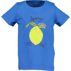 Blue Seven - T-shirt dziecięcy 92-128 cm. Białe bluzki dziewczęce Blue Seven, z aplikacjami, z bawełny, z okrągłym kołnierzem, z krótkim rękawem, krótkie, bez kaptura. Za 59,90 zł.
