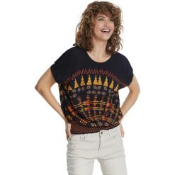 Desigual Napoles Koszulka Czarny Wielokolorowy. Czarne koszulki damskie Desigual, l, z nadrukiem, z wiskozy, bez kołnierzyka, z krótkim rękawem. Za 311,95 zł.