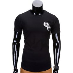 T-shirty męskie: T-SHIRT MĘSKI Z NADRUKIEM S726 – CZARNY
