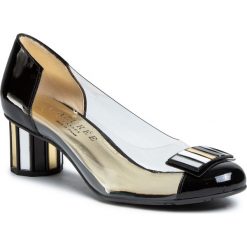Półbuty AZURÉE - Largo 9HME Vernis Noir/Motif Metal 01. Czarne półbuty damskie Azurée, bez wzorów, ze skóry, bez obcasa, na obcasie, bez zapięcia. Za 849,00 zł.