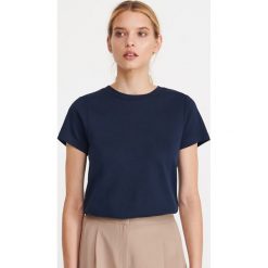 T-shirt z bawełny organicznej - Granatowy. Niebieskie t-shirty damskie Reserved, s, bez wzorów, z bawełny, bez kołnierzyka. Za 79,99 zł.