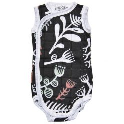 Lodger Body Dziecięce Romper Fold Over Botanimal Raven 56 Czarny. Czarne body niemowlęce Lodger, na lato, bez wzorów, z bawełny, bez rękawów. Za 59,00 zł.