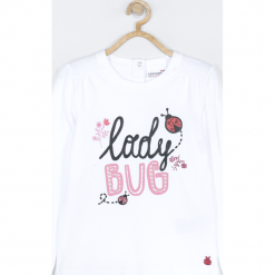 Koszulka. Białe bluzki dziewczęce z długim rękawem marki LADY BUG, z aplikacjami. Za 45,90 zł.