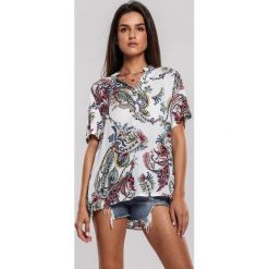 Biała Koszula Unbelievable Style. Białe koszule damskie Renee, xl, bez wzorów, bez kołnierzyka, bez rękawów. W wyprzedaży za 44,99 zł.