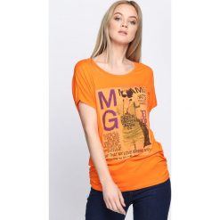 Pomarańczowy T-shirt Solitary. Brązowe bluzki damskie Born2be, uniwersalny. Za 9,99 zł.