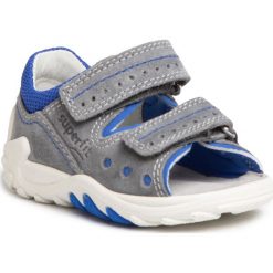 Sandały SUPERFIT - 6-00030-25 M Hellgrau/Blau. Szare sandały chłopięce Superfit, ze skóry, bez zapięcia. Za 219,00 zł.