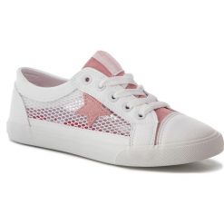 Tenisówki BIG STAR - DD274688 White/Pink. Białe półbuty damskie skórzane BIG STAR, na co dzień, bez wzorów, retro, bez obcasa, na płaskiej podeszwie, bez zapięcia. Za 119,00 zł.