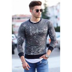 Męska bluza BROSE NAVY. Niebieskie bluzy męskie IVET, m, bez wzorów, bez kołnierzyka, z długim rękawem, długie, bez kaptura. W wyprzedaży za 49,00 zł.