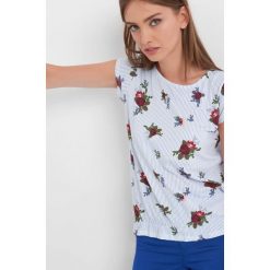 T-shirty damskie: Koszulka w prążki i kwiaty