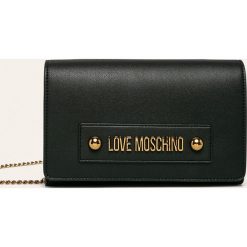 Love Moschino - Torebka. Czarne listonoszki damskie Love Moschino, w paski, ze skóry ekologicznej, na ramię, małe, z aplikacjami. Za 479,90 zł.