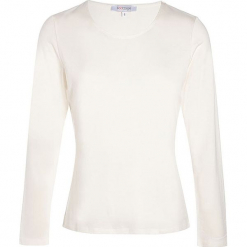 Koszulka "Soie" w kolorze kremowym. Białe t-shirty damskie Scottage, klasyczne, z okrągłym kołnierzem, z długim rękawem. W wyprzedaży za 68,95 zł.