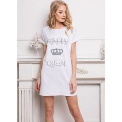 Aruelle - Koszula nocna Princess Queen. Białe piżamy damskie Aruelle, s, z nadrukiem, z elastanu, z krótkim rękawem, krótkie. Za 99,90 zł.