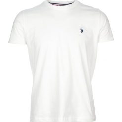 Koszulka w kolorze białym. Białe koszulki męskie U.S. Polo Assn., s, z haftami, z bawełny, z okrągłym kołnierzem, bez rękawów. W wyprzedaży za 85,95 zł.