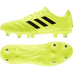 Buty piłkarskie adidas Copa 19.3 Sg M F35449. Żółte buty sportowe męskie Adidas, na jesień, ze skóry, na sznurówki, do piłki nożnej. W wyprzedaży za 319,00 zł.