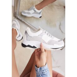 Biało-Szare Sneakersy Aroape. Białe sneakersy damskie Renee, ze skóry. Za 99,99 zł.