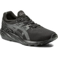 Sneakersy ASICS - TIGER Gel-Kayano Trainer Evo Gs C7A0N Black/Black 9090. Czarne półbuty damskie Asics, bez wzorów, z tworzywa sztucznego, bez obcasa, na płaskiej podeszwie, bez zapięcia. W wyprzedaży za 219,00 zł.