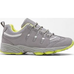 Kozaki trekkingowe bonprix szary - limonka. Szare kozaki damskie bonprix, z materiału, sportowe, bez obcasa, na sznurówki. Za 99,99 zł.