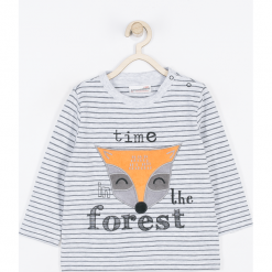 Koszulka. Szare t-shirty chłopięce marki FOREST, z nadrukiem, z bawełny, z długim rękawem. Za 34,90 zł.