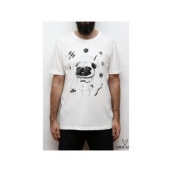 Koszulka męska "Mops w kosmosie". Szare koszulki męskie marki Lobo loco, s, z nadrukiem, z bawełny, bez kołnierzyka. Za 85,00 zł.