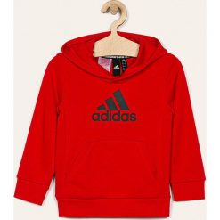 Adidas Performance - Bluza dziecięca 110-176 cm. Czerwone bluzy chłopięce adidas Performance, z nadrukiem, z bawełny, bez rękawów, z kapturem. Za 169,90 zł.