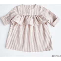 Sukienka z falbanką, PINK STRIPES. Różowe sukienki dziewczęce z falbanami marki Pakamera, z bawełny, z długim rękawem, długie, maxi. Za 85,00 zł.
