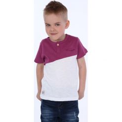 T-shirt chłopięcy z guzikiem fioletowo-biały NDZ4487. Białe t-shirty chłopięce Fasardi, bez wzorów, bez rękawów. Za 39,00 zł.