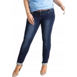 Granatowe spodnie damskie jeansowe jeansy plus xl model 7037. Jeansy damskie Merg Selection, xl, z bawełny. Za 69,00 zł.