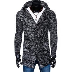 SWETER MĘSKI ROZPINANY Z KAPTUREM E118 - CZARNY. Czarne kardigany męskie marki Inny, m, z poliakrylu, z kapturem. Za 49,00 zł.