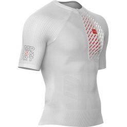 Koszulka kompresyjna COMPRESSPORT TRAILRUNNING POSTURAL SS TOP WHITE / TSTRV3-SS00. Białe koszulki męskie Compressport, m, bez wzorów, bez kołnierzyka, bez rękawów. Za 399,99 zł.
