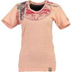 Koszulka "Jasmine" w kolorze brzoskwiniowym. Pomarańczowe bez kategorii marki Geographical Norway Women & Kids, l, z nadrukiem, z bawełny. W wyprzedaży za 65,95 zł.