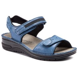 Sandały BERKEMANN - Leni 03102 Blau/Glitter 318. Niebieskie klapki damskie marki Berkemann, bez wzorów, ze skóry, bez obcasa. Za 519,00 zł.