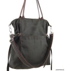 AMBER - duża torba - shopper - khaki i brąz. Brązowe shopper bag damskie Pakamera, z tkaniny, na ramię, duże. Za 189,00 zł.