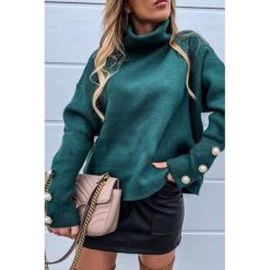 Sweter damski DELIRA PETROL. Bluzy damskie IVET, bez wzorów, z materiału. W wyprzedaży za 79,00 zł.