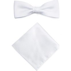 Mucha z poszetką MUB0001258. Białe muszki męskie Giacomo Conti, bez wzorów, z mikrofibry, eleganckie. Za 69,00 zł.