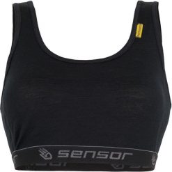 Sensor Damski Stanik Merino Active Black S. Czarne biustonosze sportowe damskie Sensor, s, bez wzorów, z wełny, outdoorowe. W wyprzedaży za 75,00 zł.