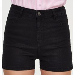 Bermudy damskie: Jeansowe szorty high waist – Czarny
