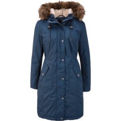 Długa parka z kapturem bonprix ciemnoniebieski. Niebieskie parki damskie bonprix, długie. Za 239,99 zł.