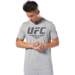 Reebok UFC Fight Koszulka Szary. Szare podkoszulki męskie Reebok, xl, z haftami, z bawełny, z krótkim rękawem. Za 107,95 zł.