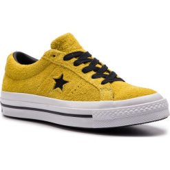Tenisówki CONVERSE - One Star Ox 163245C Bold Citron/Black/White. Żółte półbuty damskie skórzane Converse, bez wzorów, retro, bez obcasa, na płaskiej podeszwie, bez zapięcia. Za 369,00 zł.