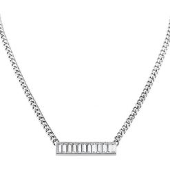 Naszyjniki damskie: Naszyjnik w kolorze srebrnym z kryształami Swarovski – (D)45 cm