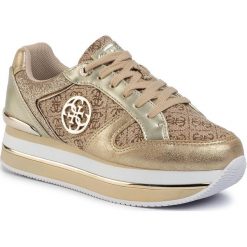 Sneakersy GUESS - Dealy FL5DLY FAL12 BEIGE/BROWN. Żółte półbuty damskie Guess, ze skóry ekologicznej. Za 589,00 zł.